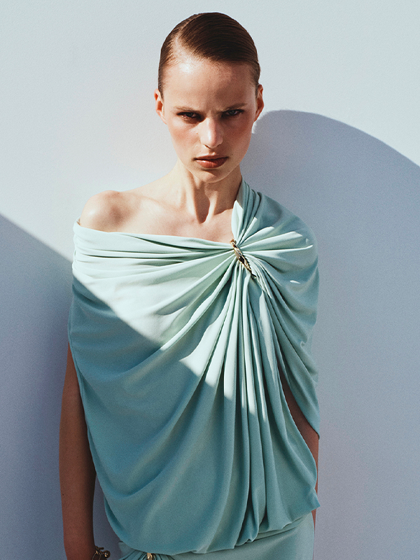 Sleeveless jersey dress with crystals, camel | Sportmax